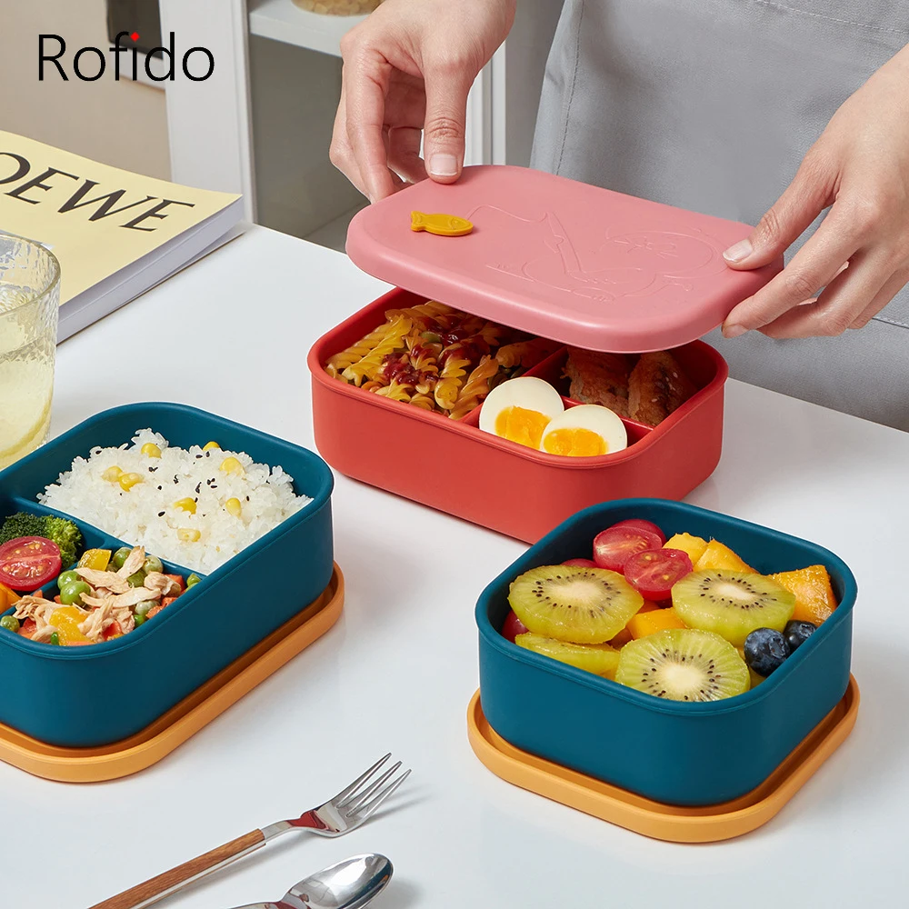 

Silicone Portable Lunch Box Fresh-Keeping Bento Box Microwave Tableware Fruit Salad Food Storage Container Lunchbox Snacks Case