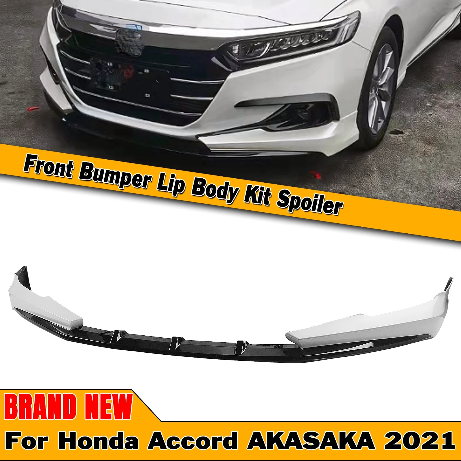 Car Front Spoiler Bumper Lip Lower Guard Plate White Side Air Vent Trim Canard For Honda Accord 2021-2022 AKASAKA