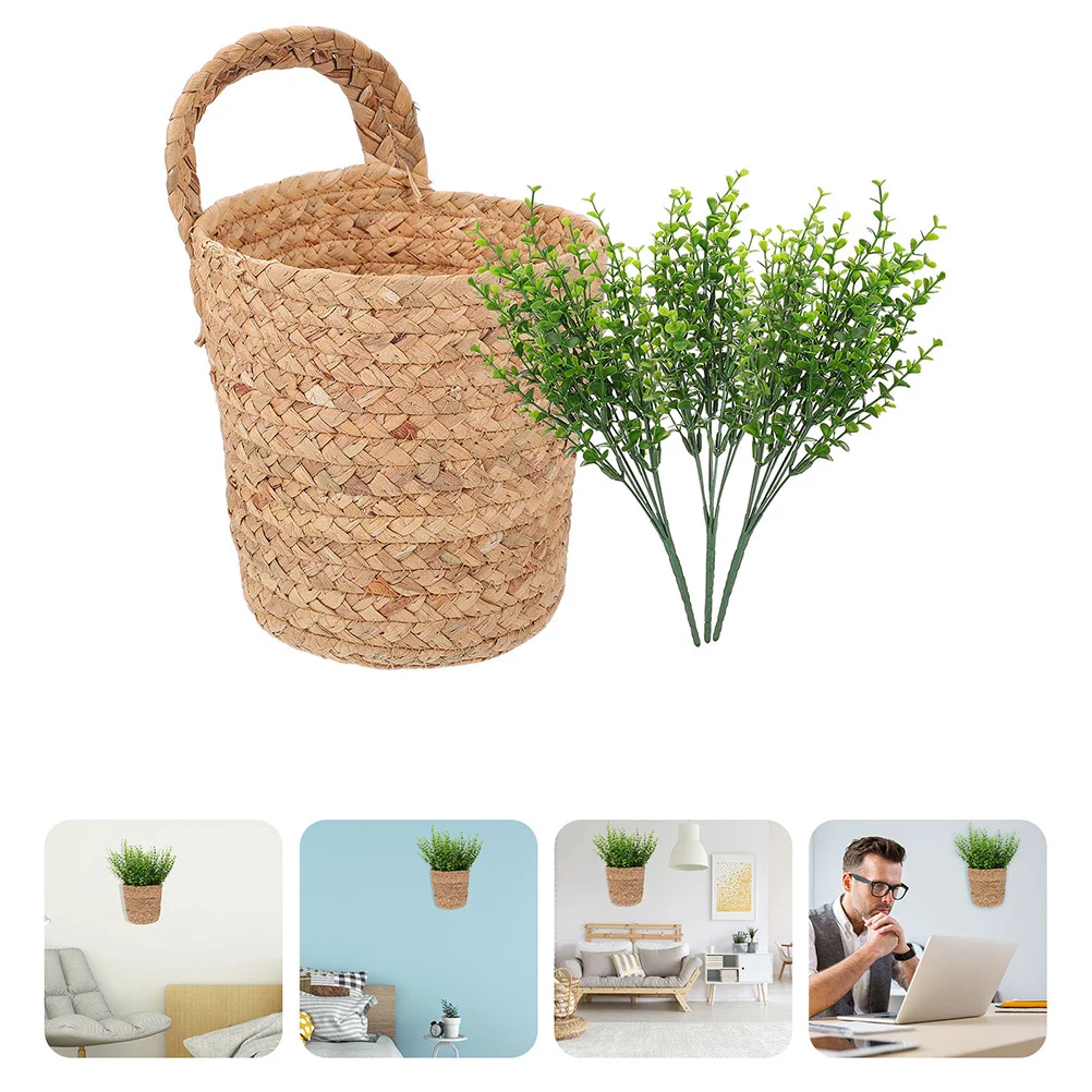 

Basket Woven Storage Home Flower Handheld Supplies Gift Container Hanging Rattan Wedding Holder Decor
