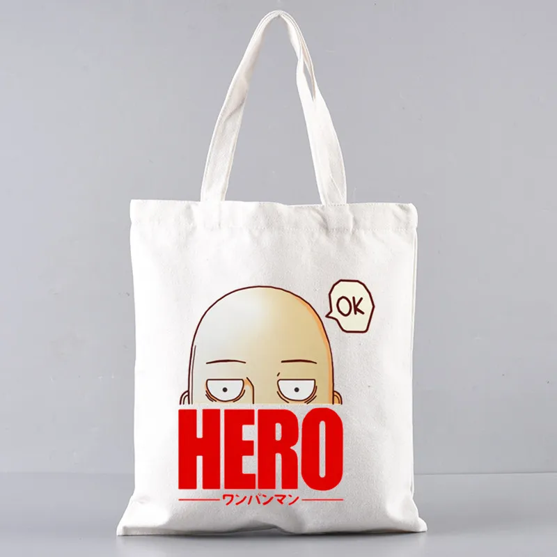 

One Punch Man Saitama Anime Female Handbags Shoulder Bags Casual Shopping Girls Handbag Women Elegant Canvas Bag
