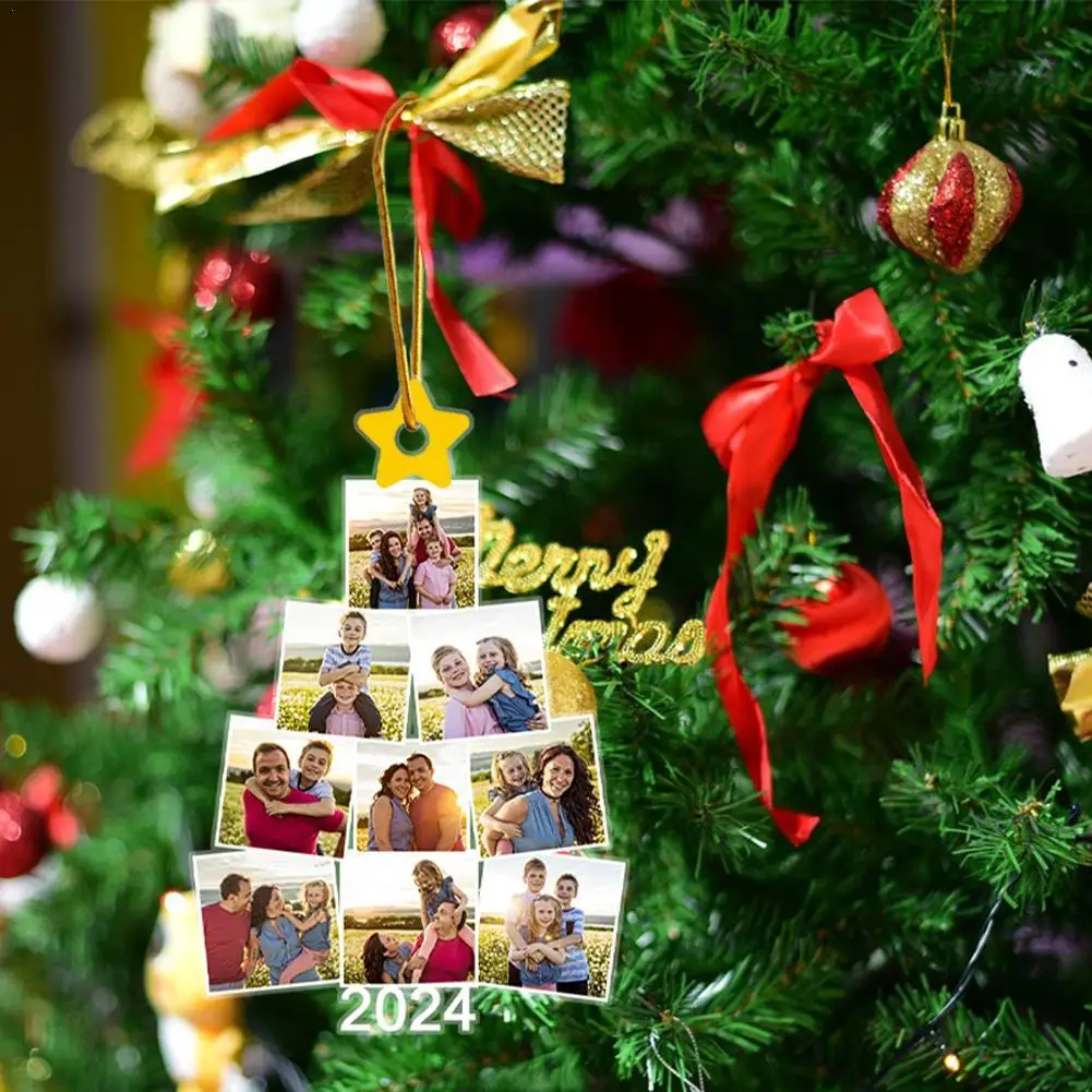 

Personalized Photo With 9 Images Christmas Ornaments Acrylic Family Ornaments For Christmas Tree Hanging Decor Christmas Gift