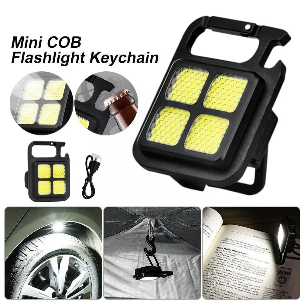 

2023 Outdoor Camping Multifunctional Keychain Lamp Opening Flashlight Light Strong Wine Charging Cob Usb Bottle Mountaineer Y0q7