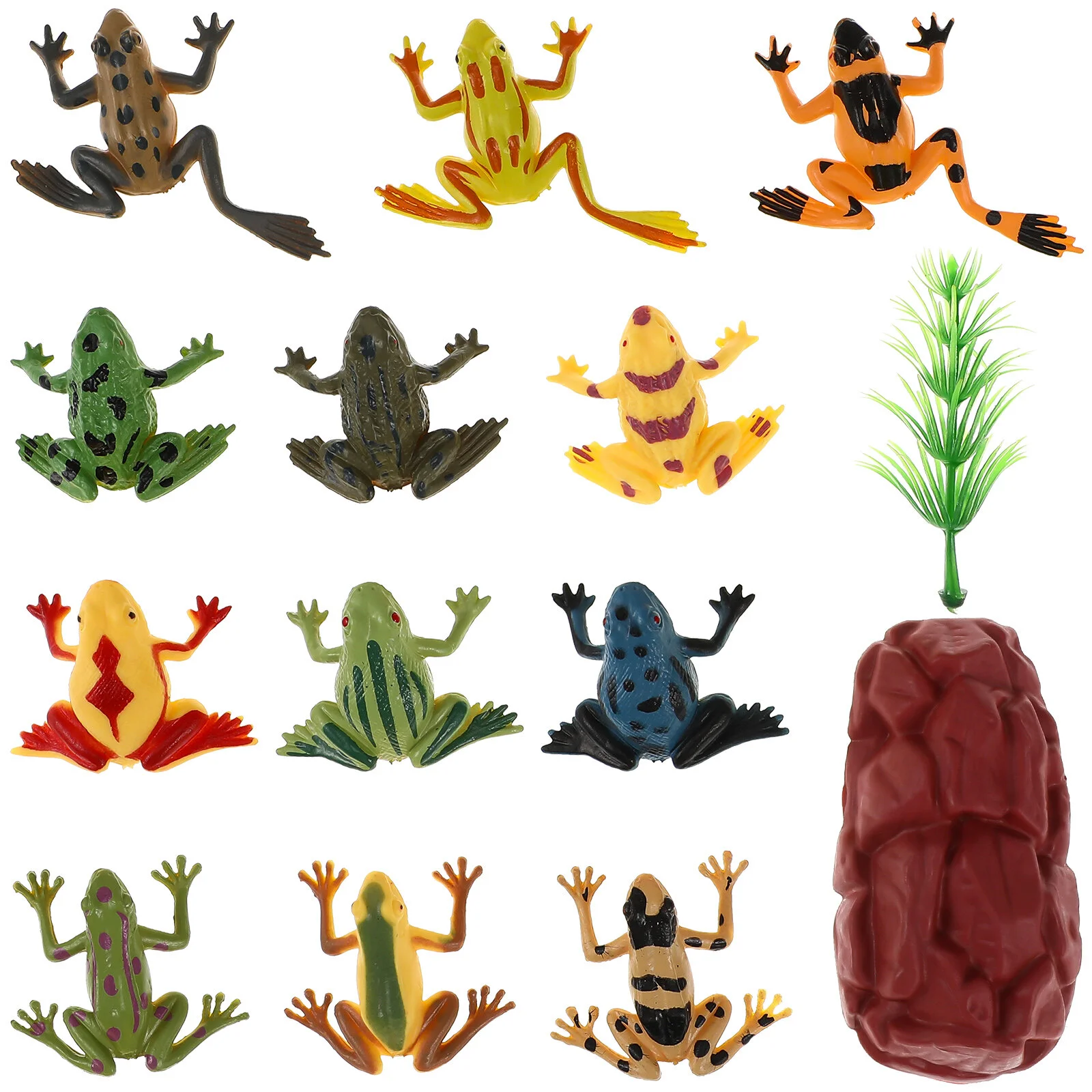 

1 Set Miniature Frogs Ornaments Tiny Lifelike Kids Bulk Toyss with Grass and Fake Stone for House Garden Miniature