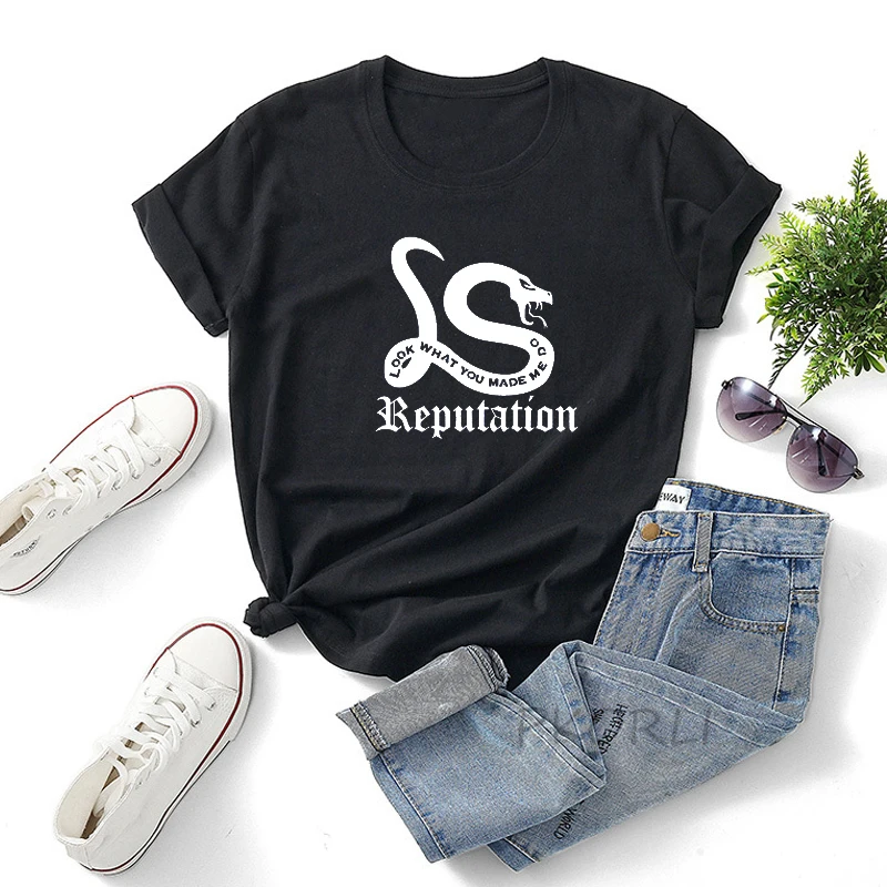 

reputation era snake and skull t shirt o neck women summer swiftie tee shirt femme casual harajuku short sleeve tees streetwear