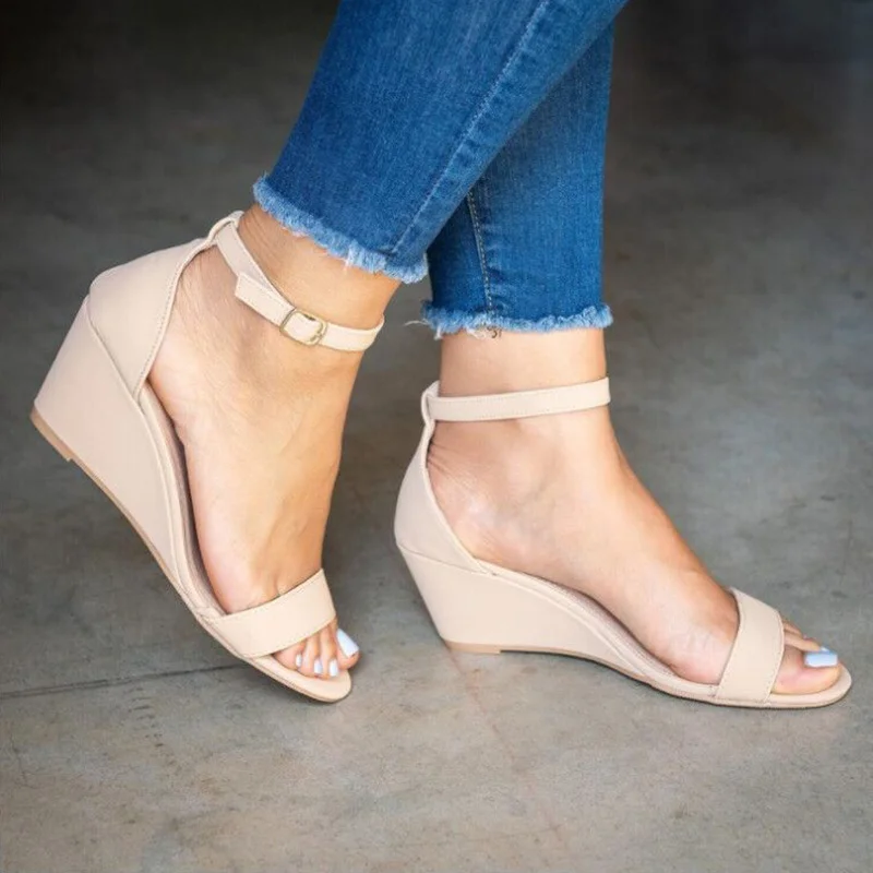 Women Sandals 2022 New Wedges Summer Shoes For Women Platform Buckle Strap Gladiator Sandals Open Toe Casual Roman Ladies Shoes