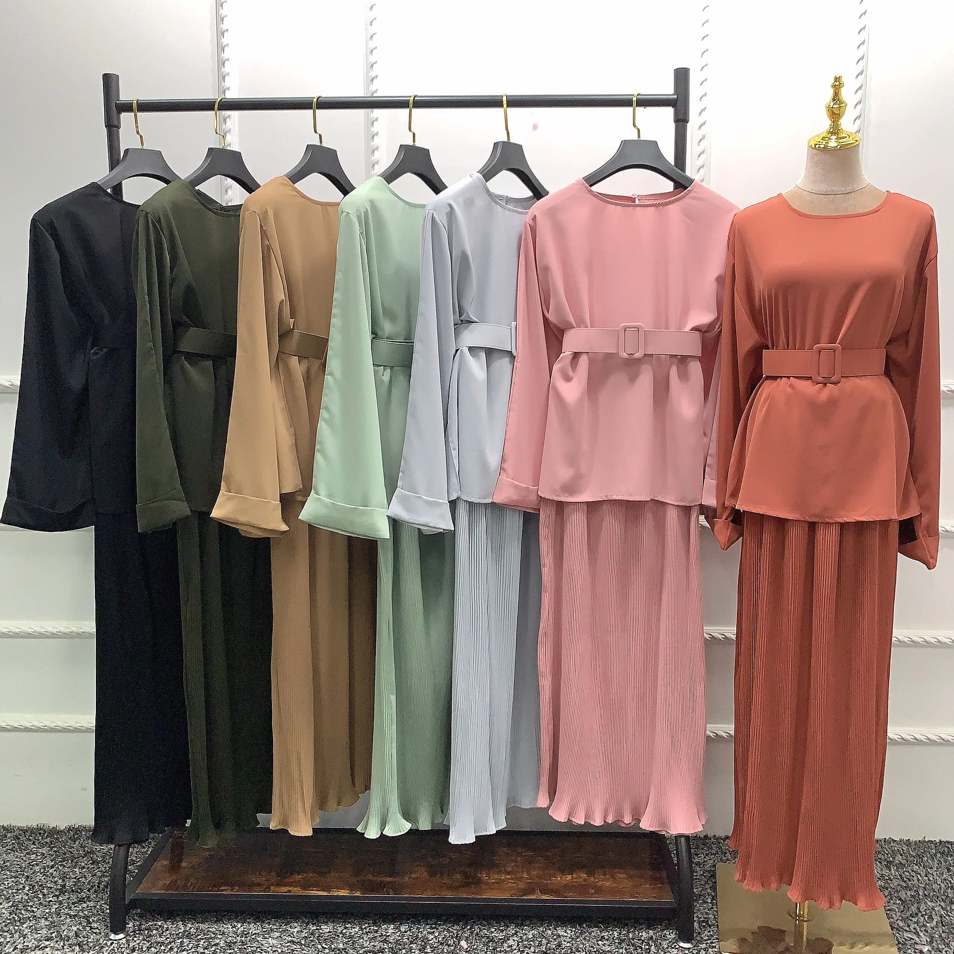 2022 Eid Mubarak Kaftan Dubai Abaya Turkey Muslim Fashion Dress Sets Islam Clothing Abayas For Women Musulman Ensembles De Mode