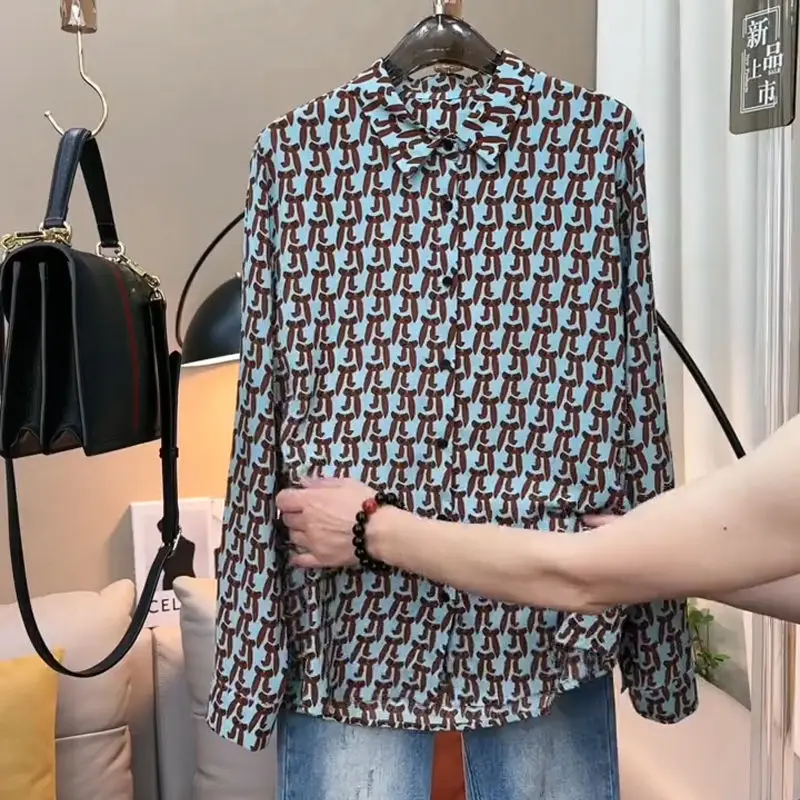 Женская летняя рубашка с принтом новинка модный Свободный приталенный шикарный