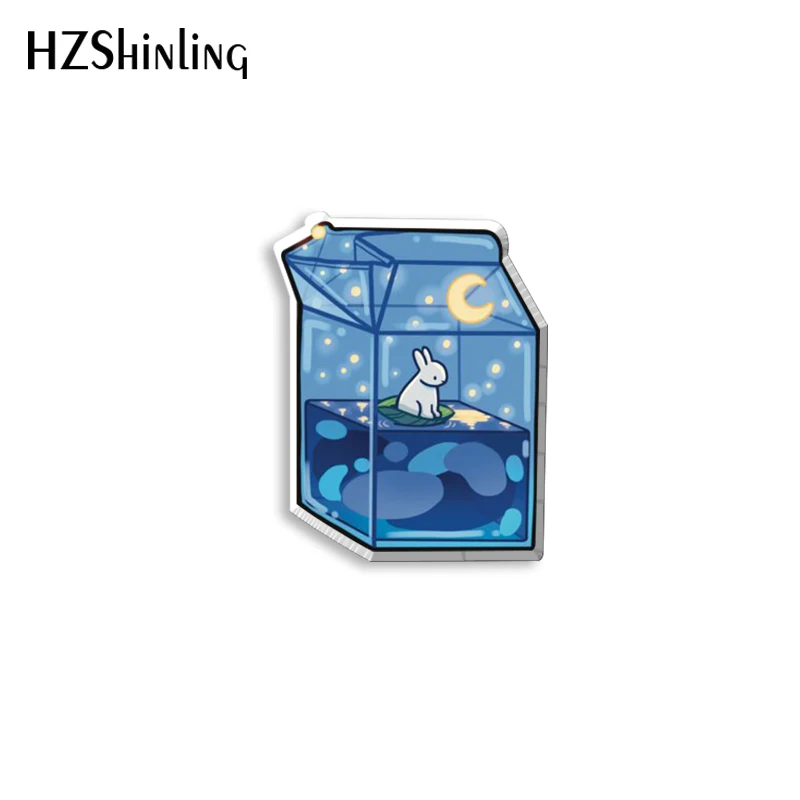 Новинка 2021 акриловая булавка на лацкан Moon Rabbit красивая эпоксидная