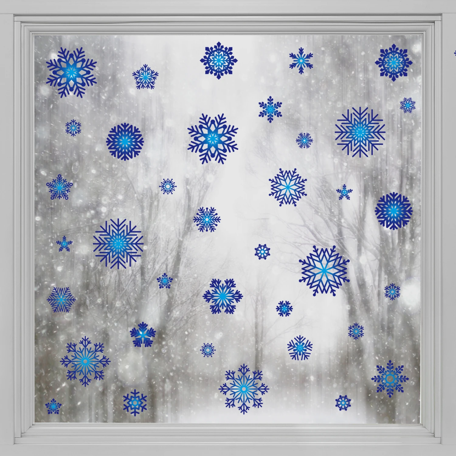 

Kizcozy Creative Blue Snowflakes Christmas Window Film Decorative Double Side Thickened Static Cling Reusable Window Stickers