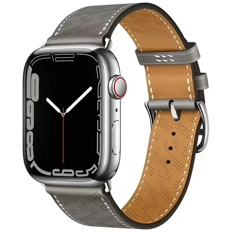 Фото Ремешок из натуральной кожи для Apple Watch 49 мм, 46 мм, 45 мм, 41 мм, 44 мм, 42 мм, 40 мм, мужской/женский браслет, ремешок на запястье, Ultra 10, 9, 8, 7, 6, 5, 4, 3, SE №5
