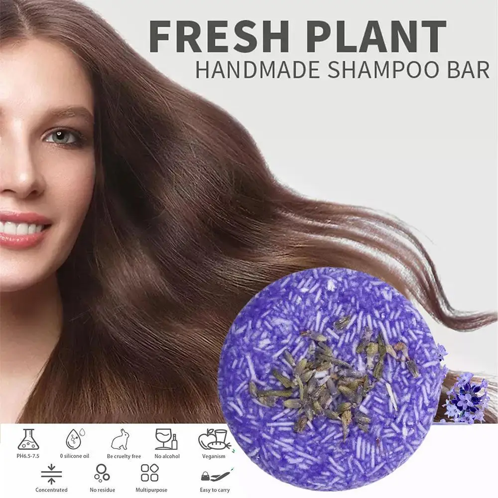 

10/55g Natural Organic Mild Formula Hair Shampoo Lavender Essence Soap Gray Hair Reverse Hair Cleansing