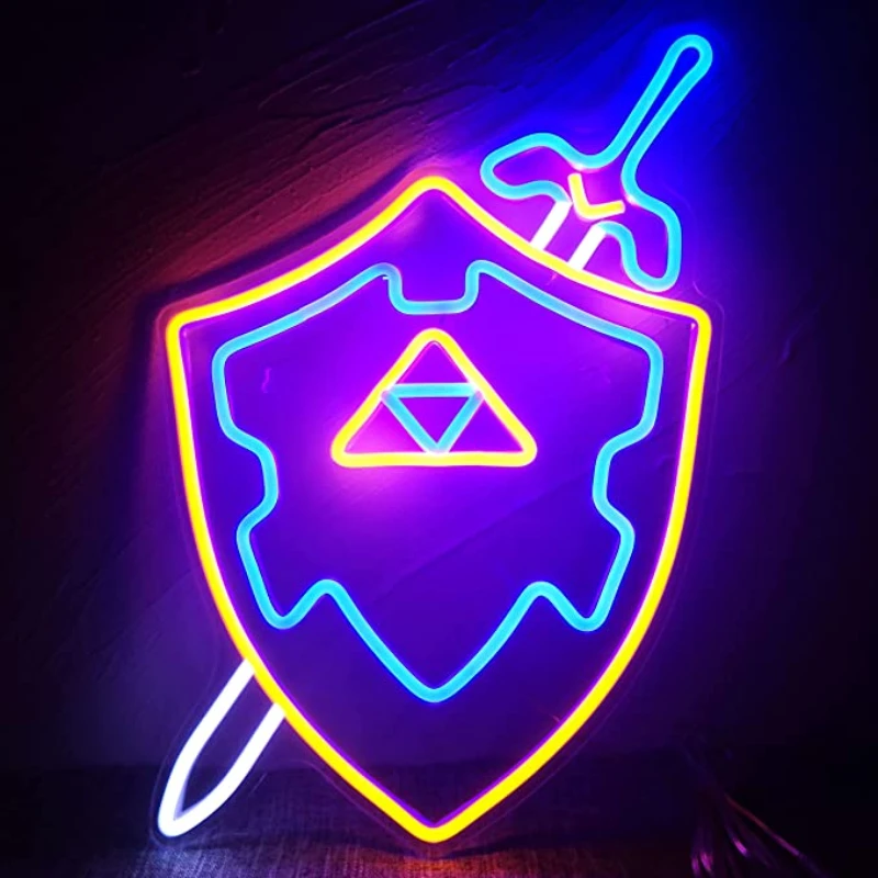 

Ineonlife Sword & Shield Neon Sign LED Master Sword Cool Game Room Gaming Light Sword Gamer Gifts Teen Boys Wall Decor Gift