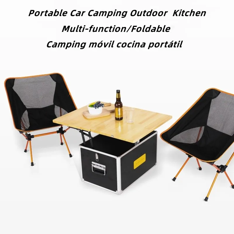 

55L Portable Car Camping Kitchen Self-Driving Tour Camping Mobile Kitchen Portable Outdoor Travel Foldable Organizer For Trunk