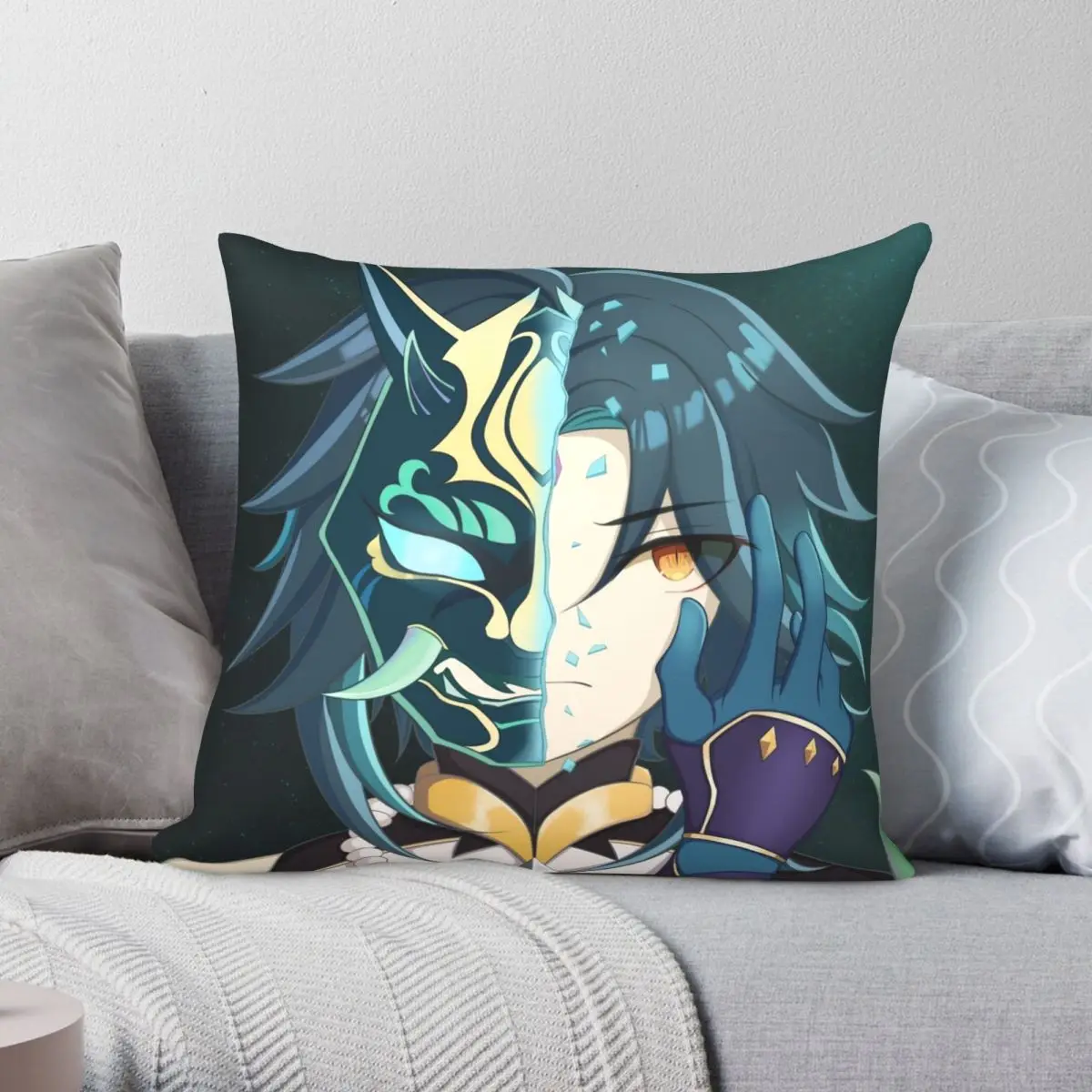 

Xiao And Mask чехол для подушки, полиэстеровый льняной бархатный чехол с принтом на молнии, декоративный чехол для подушки, наволочка для постель...