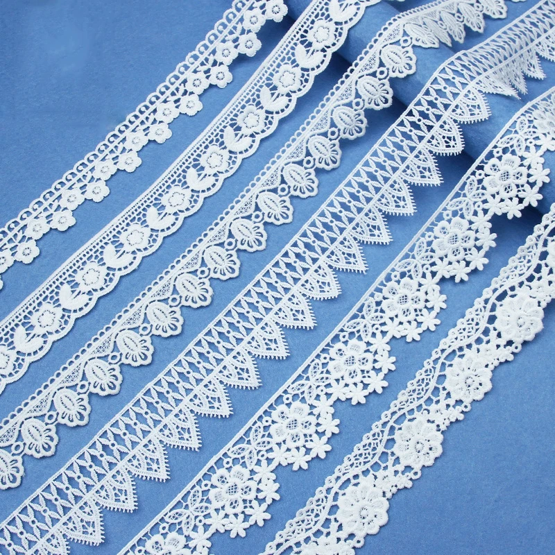 

30Yards Guipure Lace Fabric Embroidered Flowers Fringe Ribbon Lolita Collar Trim DIY Dress Sewing Decor