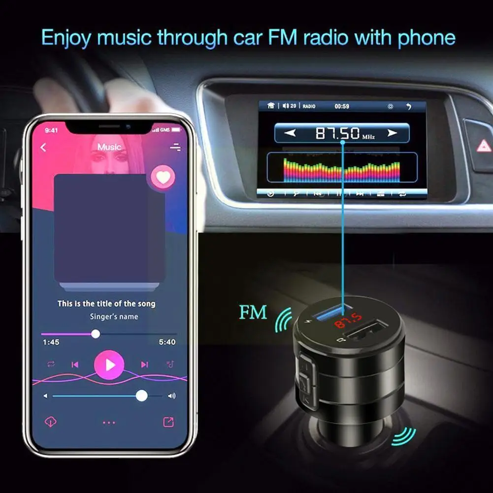 

FM-передатчик Bluetooth 4.2 Автомобильный MP3-плеер 3.1A двойной Зажигалка USB-модулятор Автомобильный адаптер портсигар зарядное устройство Громкая ...