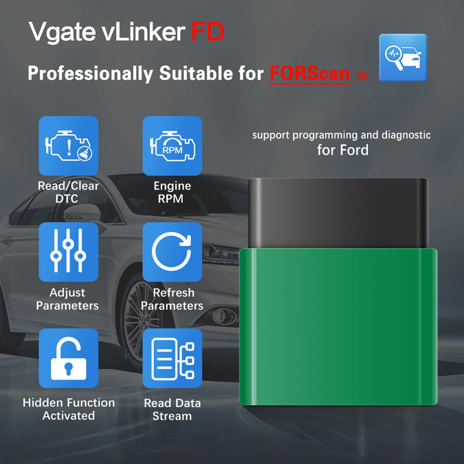 Фото Vgate vLinker FD FD + IOS/Android/Windows ELM327 V2.2 для Ford Bluetooth для Mazda Car Diagnostic MS CAN Auto Tool №3