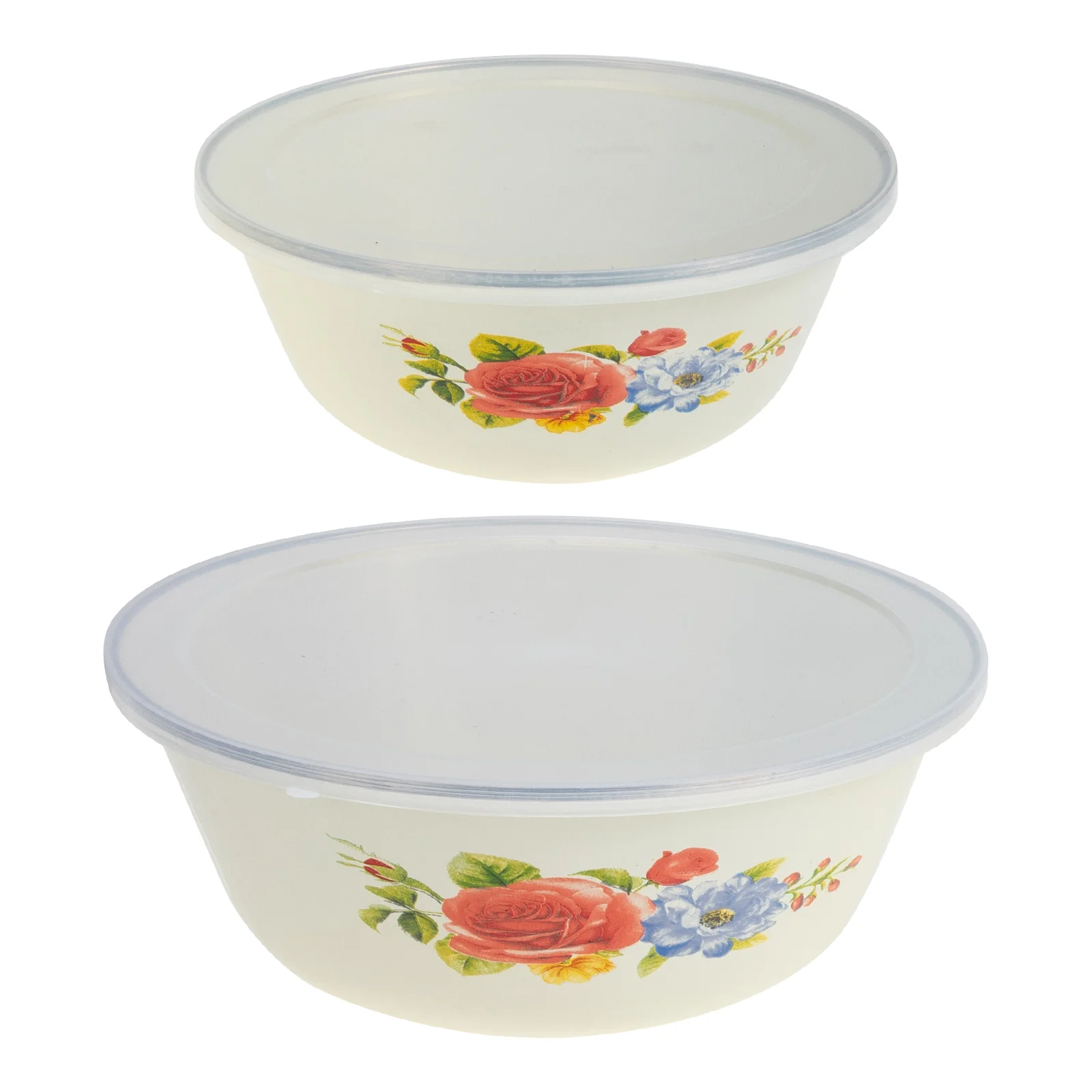 

2pcs Vintage Food Bowl Food Container Food Serving Bowl Enamel Noodle Bowl
