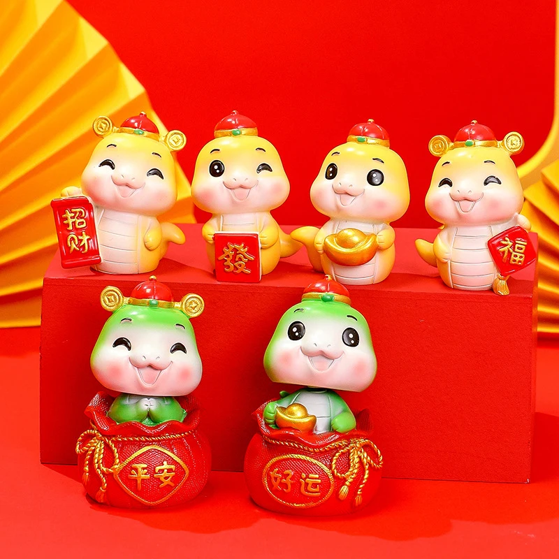 1 шт. милый креативный орнамент в виде змеи на 2025 год фигурка со знаком удачи