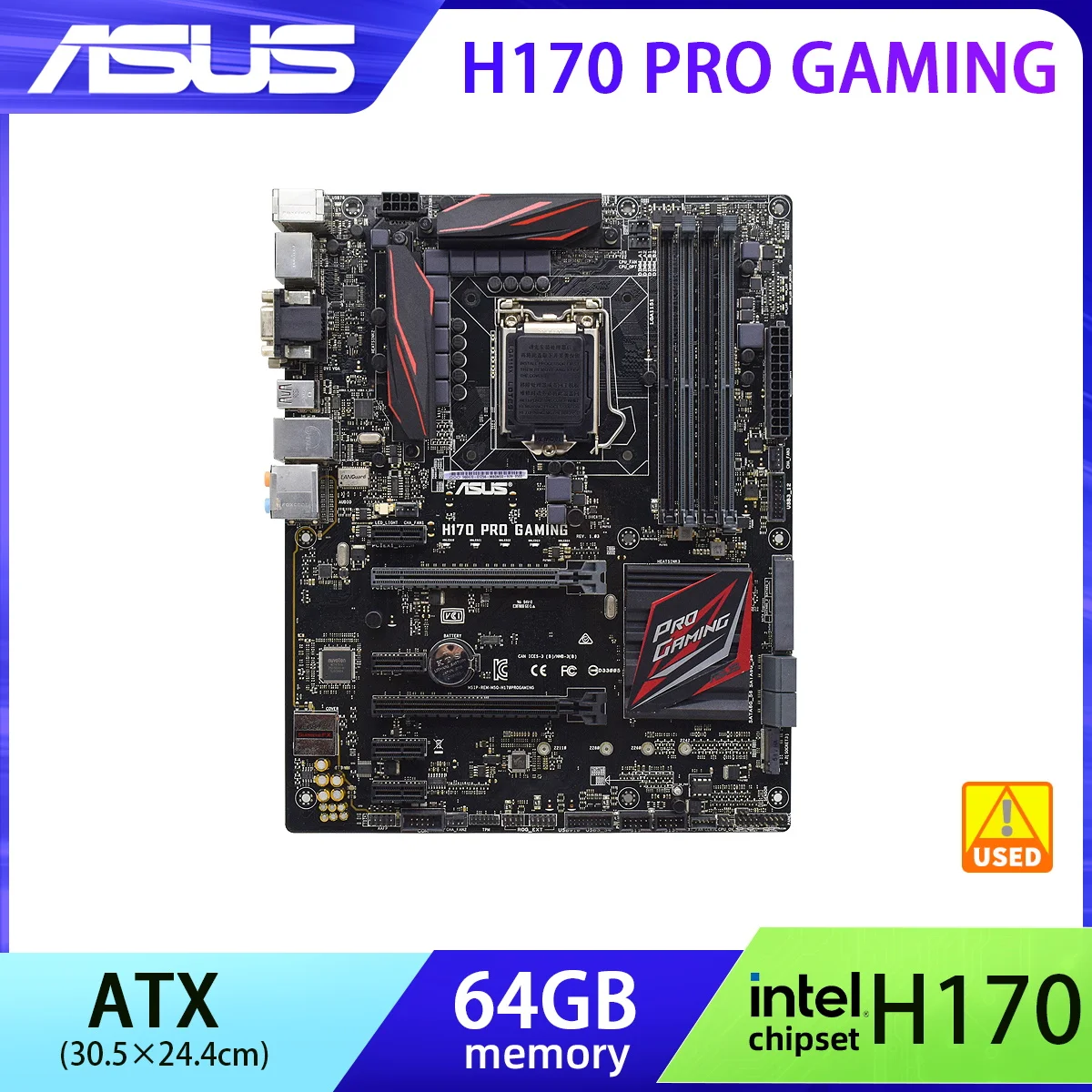 Материнская плата LGA 1151 Asus H170 PRO GAMING DDR4 Intel H170 H170M поддержка Core i7/i5/i3 CPU USB3.0 DVI SATA3 PCI-E X16 ATX