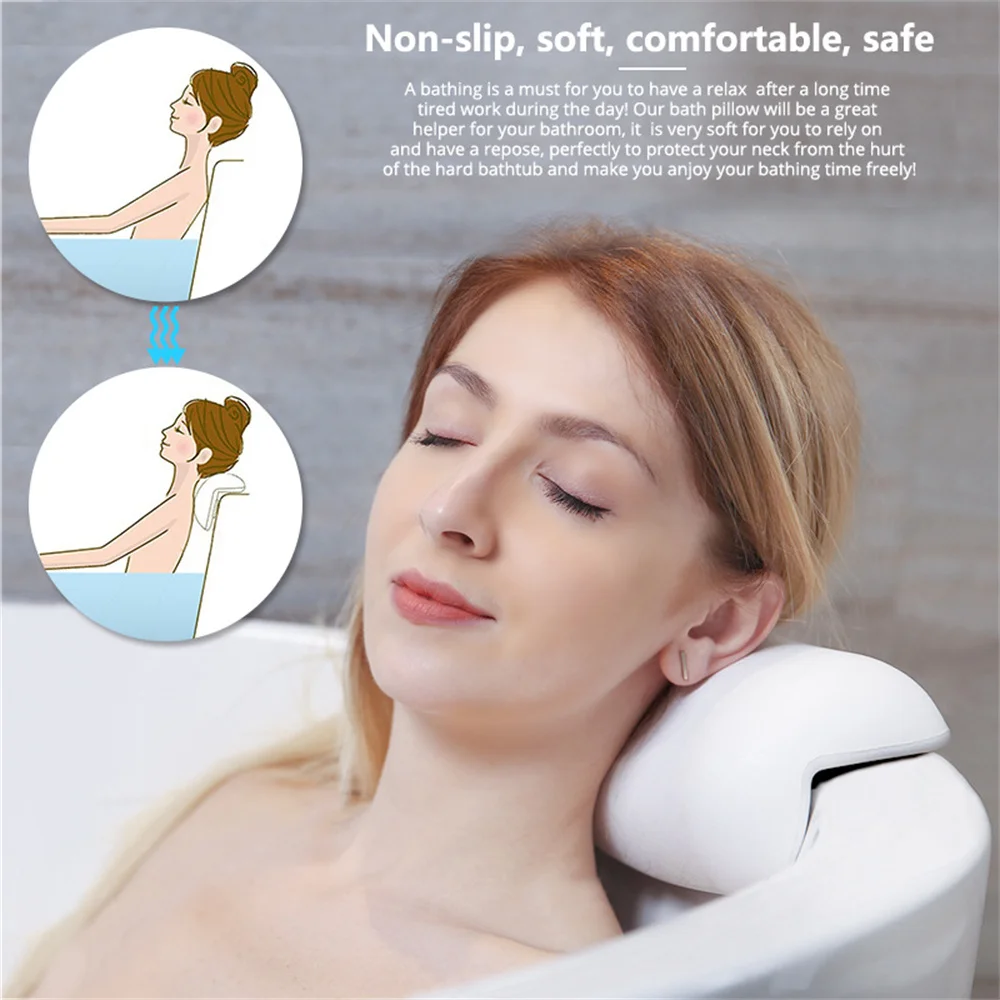 SPA Non-Slip Bath Pillow with Suction Cups Bath Tub Neck Back Support Headrest Pillows Thickened Home Cushion Accersories images - 6