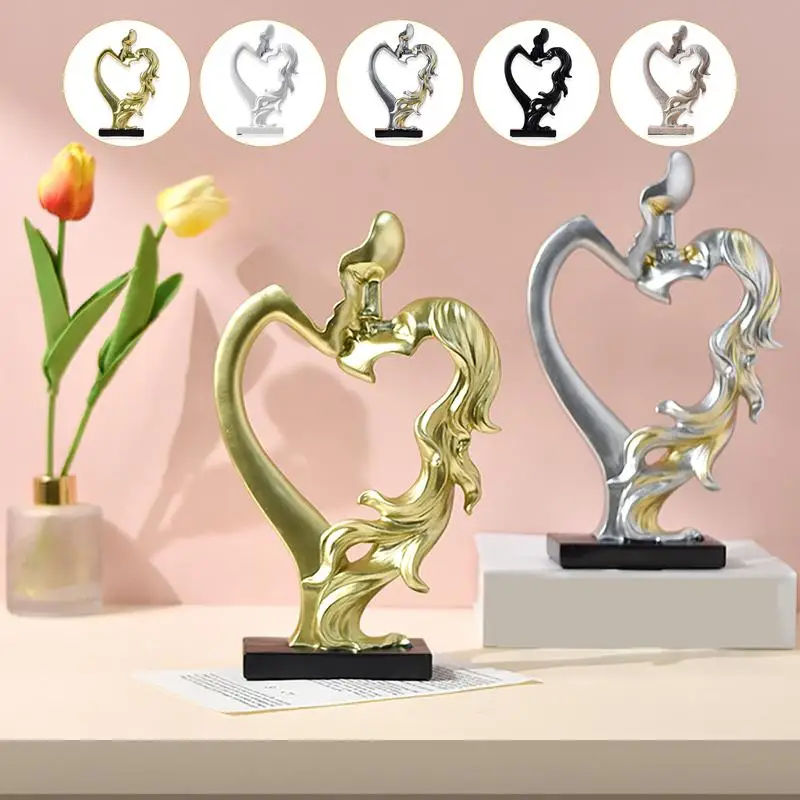 

The Kiss Statue Art Figurine Modern Romantic Abstract Creative Couple Face Kiss Sculpture For Wedding & Anniversary Day