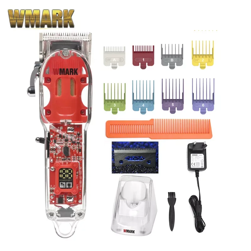 

WMARK 2600 мАч телефон с подставкой для зарядки, прозрачный стиль, профессиональный перезаряжаемый шнур для стрижки и беспроводной триммер для ...