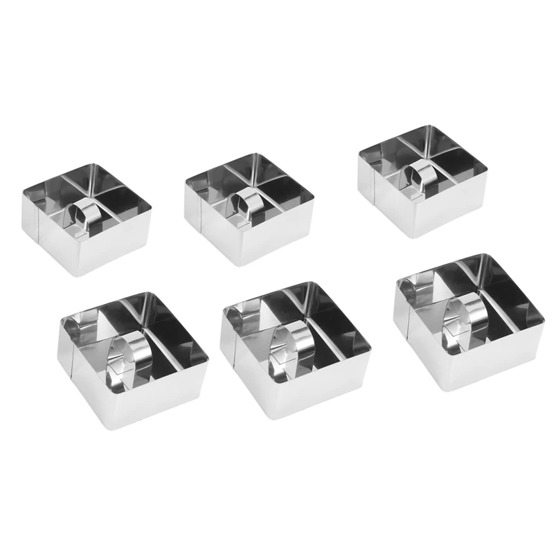 

Акция! 6 шт. формы для торта из нержавеющей стали кольца для торта Форма для Мусса для торта с толкателем, 3,15 дюйма в ширину (квадратный)