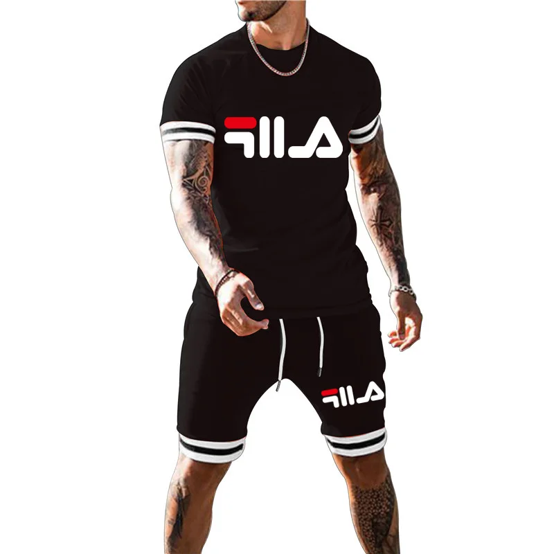 

2022 New Summer Oversized T-shirt Brand Men Beach Shorts Sets Streetwear Tracksuit Men's Suit Men's Trend Short Sleeve T-shirt