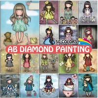 5d ab squareround diamond painting little girl doll full drill mosaic handmade embroidery cartoon cross stitch home decor