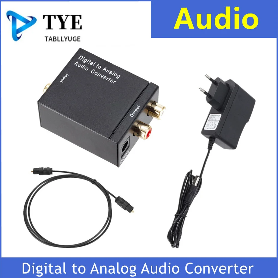

YIGETOHDE Digital to Analog Audio Converter Optical Fiber Toslink Coaxial Signal to AV R/L Audio Decoder SPDIF ATV DAC Amplifier