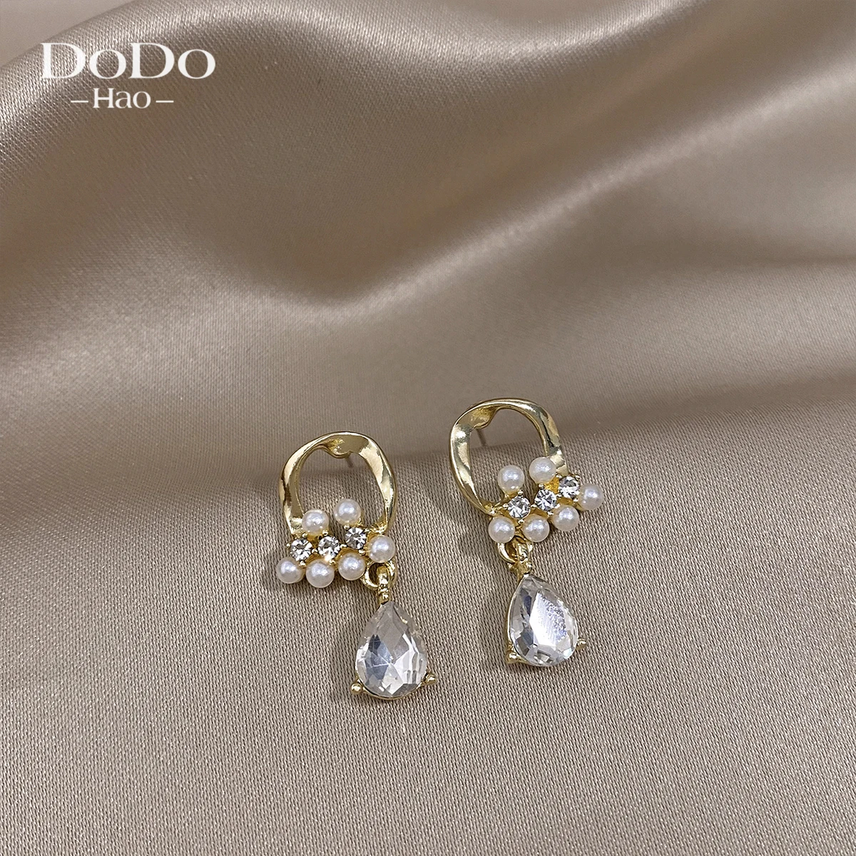 DODOHAO модные корейские женские круглые жемчужные маленькие висячие серьги элегантные милые ювелирные изделия для женщин Простые аксессуары для вечерние