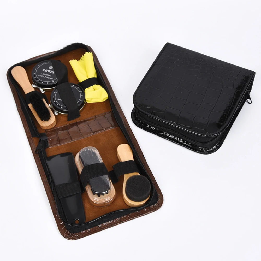

8 Pieces/set Of Professional Shoe Care Kit Portable Travel Shoe Polish Set For Boots Sports Shoes Leather Shoes Cleaning