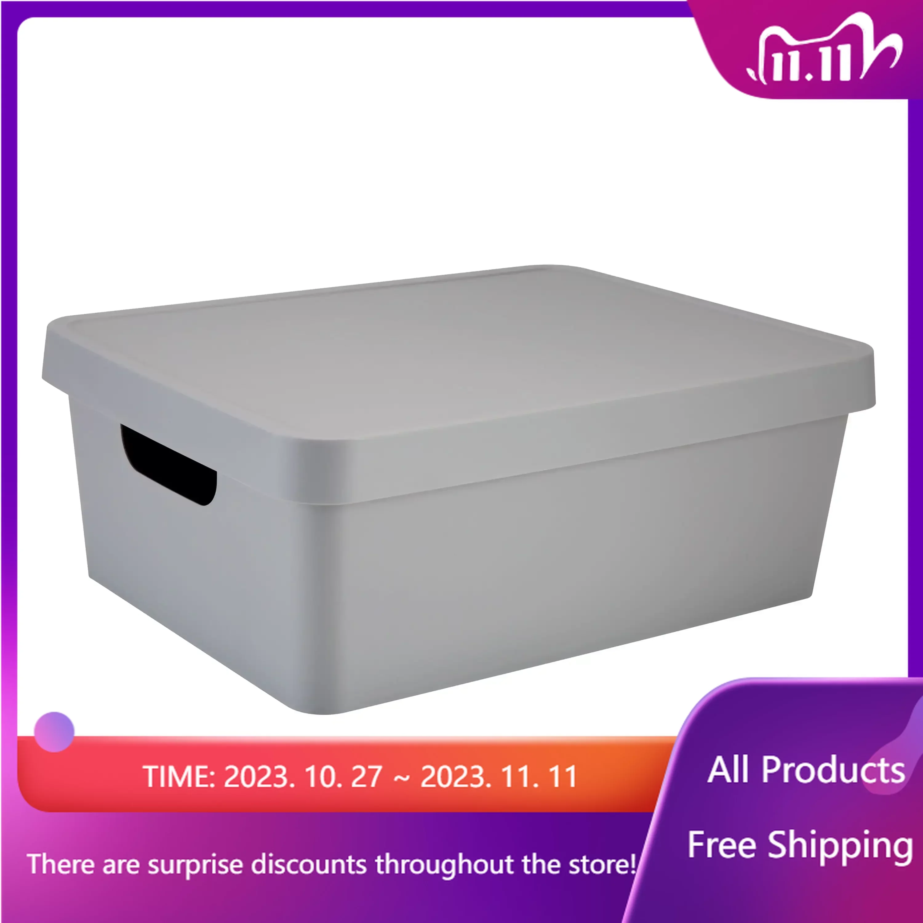 

Medium Vinto Plastic Storage Box with Lid, Grey Storage Containers Organizer Fast Transportation Sales Promotion