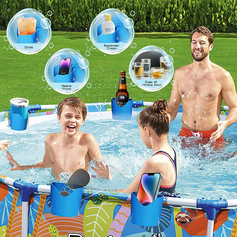 

2023 New Swimming Pool Storage Basket Hanging Portable Frame Removable Mesh Organizer Pool Drinks Holder Swim Pool Accessories
