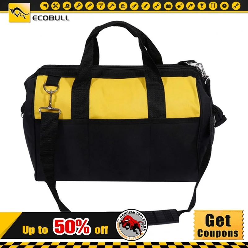 

12" Toolkit Multifunction Maintenance and Electrician Single Shoulder Large Capacity Thicken Oxford Cloth Tool Bag
