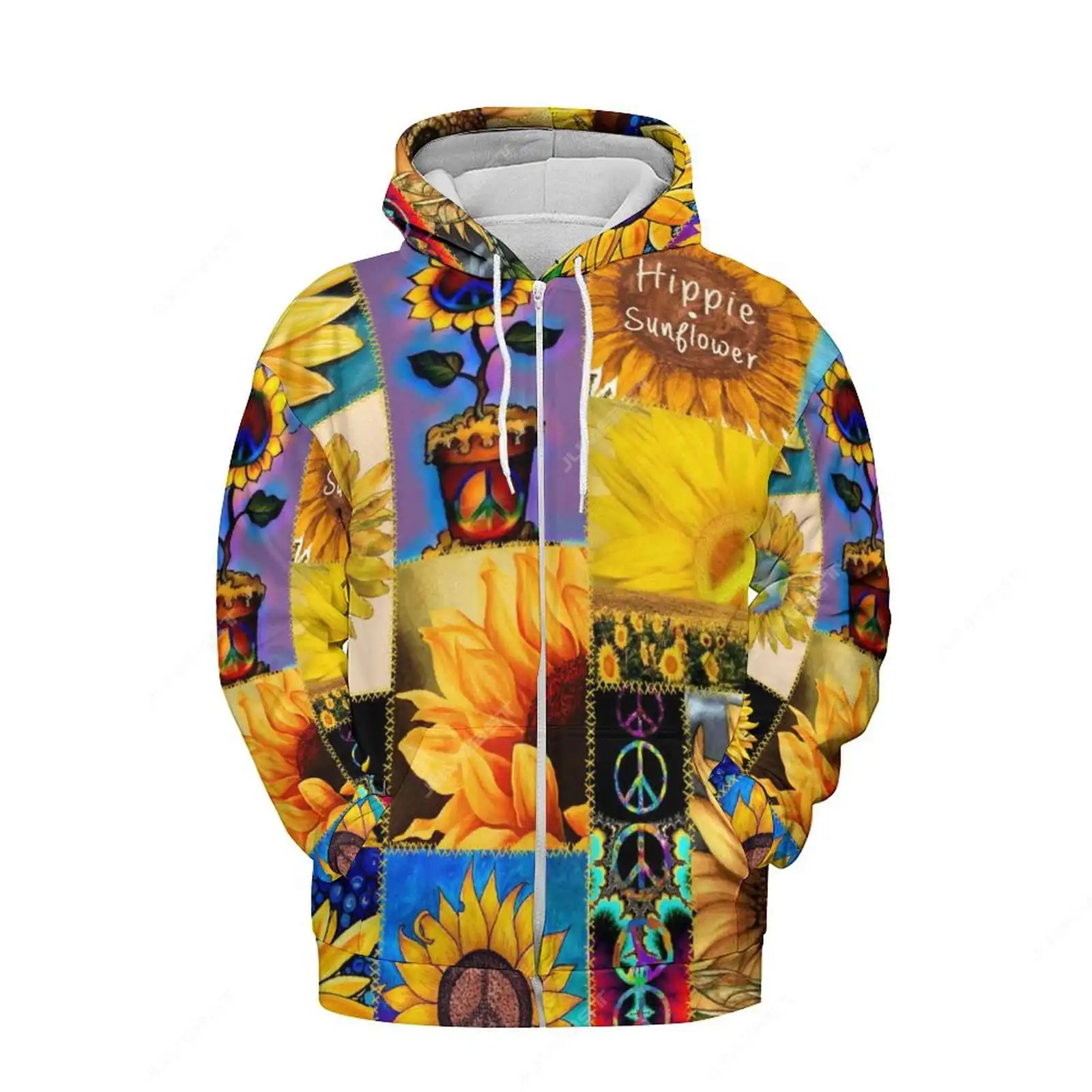 

Jumeast Van Gogh женские толстовки на молнии с подсолнухом надпись Love Peace эстетические толстовки с капюшоном мужские пальто с граффити