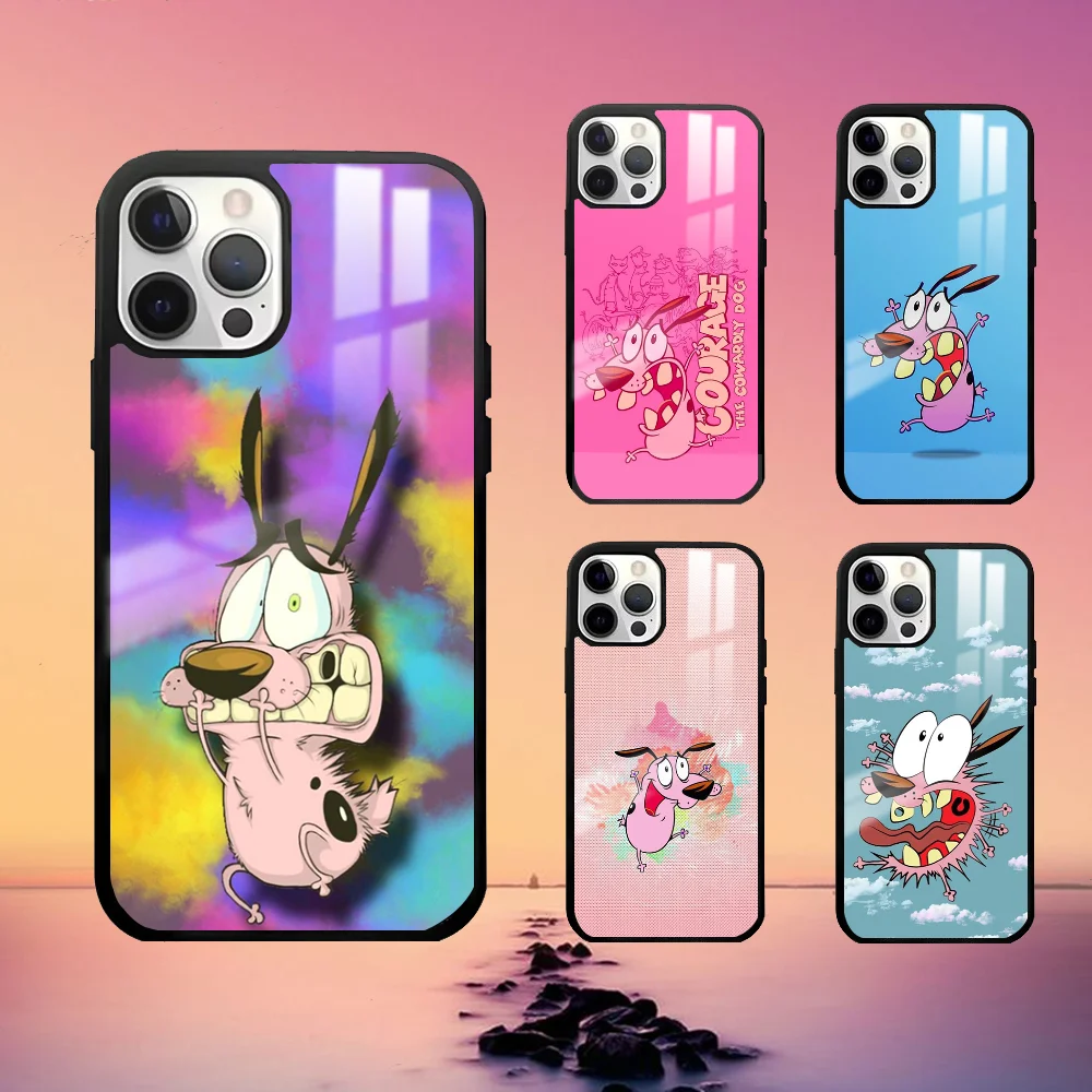 Чехол для телефона Courage the C-Cowardly Dog iPhone 16 15 14 13 12 11 Pro Max Plus мини-модный зеркальный
