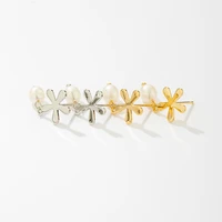 fashion glossy metal vintage flower pearl dangle earrings geometric elegant gold color earrings for women jewelry gift