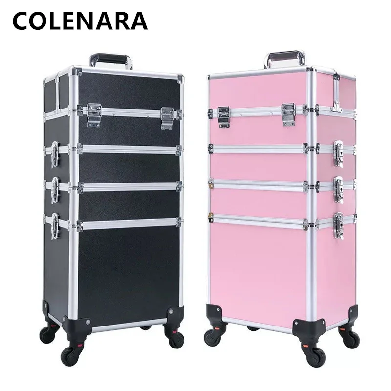 COLENARA High-quality Luggage Ladies Large-capacity Trolley Case Beautician Makeup Bag Removable with Wheels Rolling Suitcase