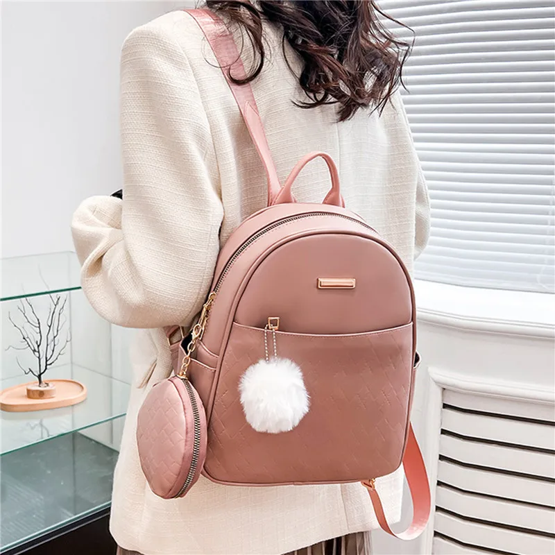 

Rivet Backpack Women Casual PU Leather Bagpacks For Teenage Girls Multipurpose Solid Back Pack Fashion Female School Bags