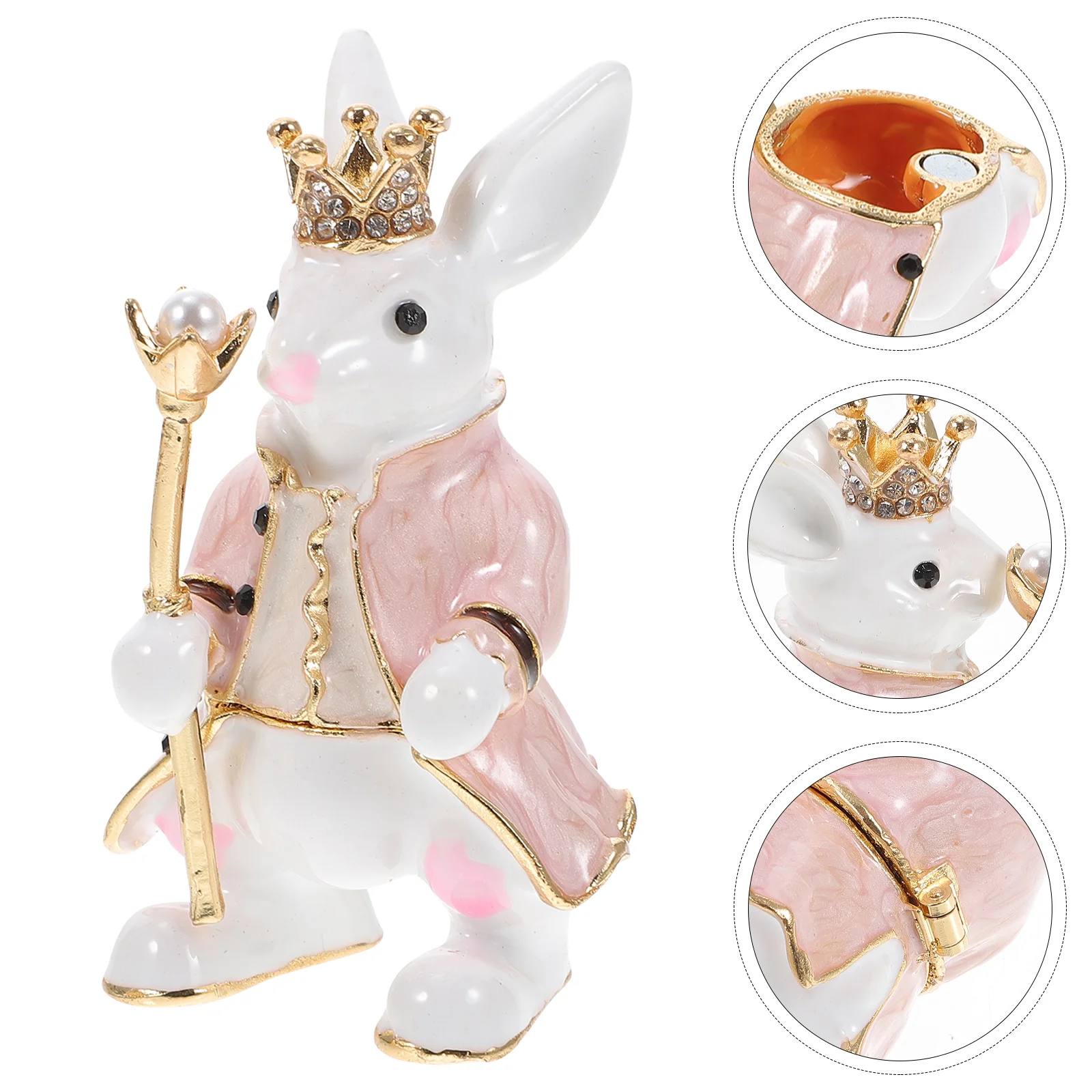 

Шкатулка для ювелирных изделий с кроликом, маленький органайзер для хранения, винтажный декор, настольный мини-контейнер для фигурок животных для дома