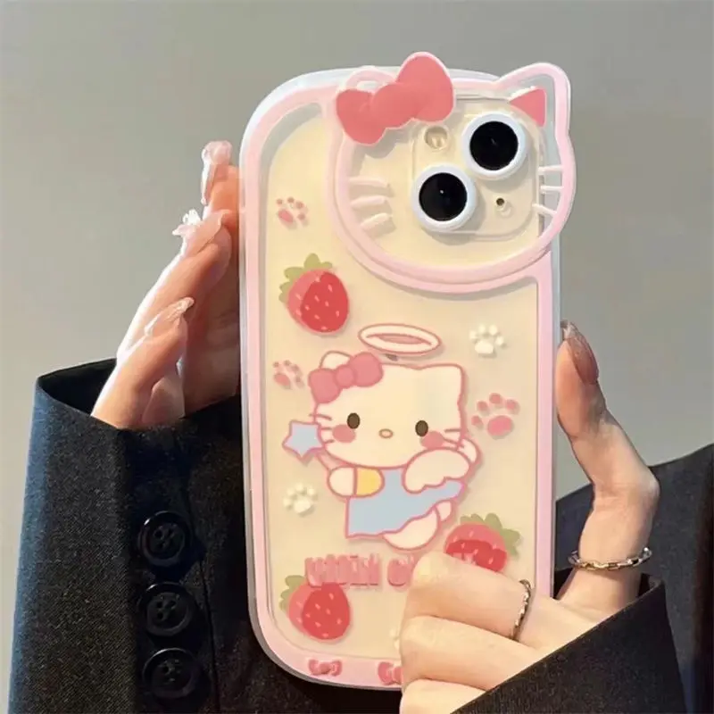 

Sanrio Hello Kitty Shockproof Case For iPhone 14 13 11 12 Pro Max XS XR 7 8 Plus SE2020 Cartoon Cute Soft Transparent Cover