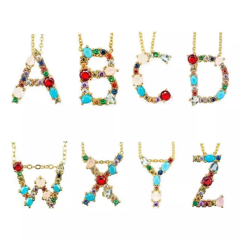

Milangirl Initial Copper CZ Necklace Letter Pendants For Women Accessories Gold Color Chain Name Jewelry