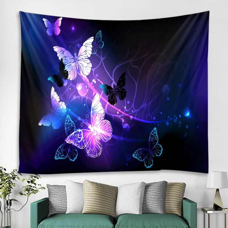 Beautiful Flower Butterfly Mural Tapestry Hippie Wall Hanging Boho Wallcloth Tapestry Art Deco