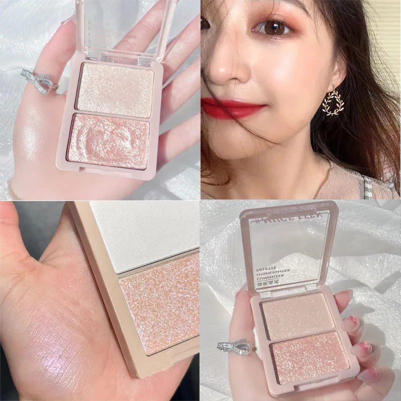 

2 Tone Contouring Highlighter Nose Side Shadow Powder Pearlescent Luminizer Waterproof Face Makeup Illuminator Highlight Palette