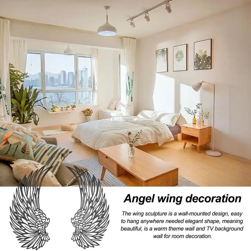 Крылья ангела Настенные скульптуры Черные крылья Эстетическое произведение