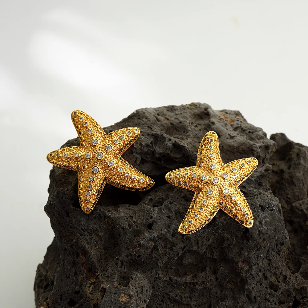 Женские винтажные серьги-гвоздики в виде звезд