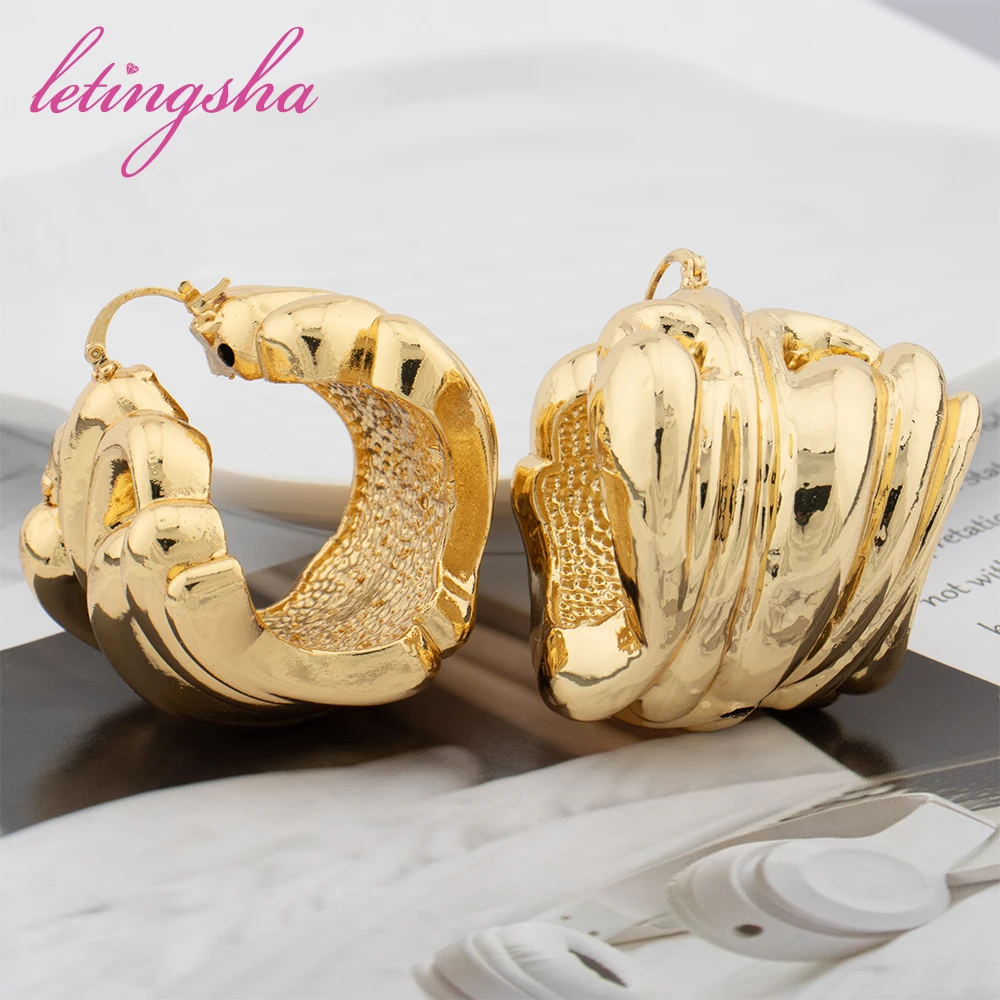 

African Classic Hoop Earrings Dubai Round Shape Earrings Jewelry Style 18K Gold Plated Luxury Party Wedding Gift