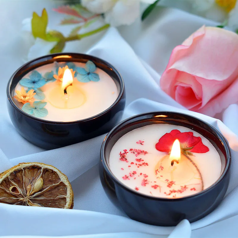 

Ceramic Jar Dry Flower Aromatic Candles Plant Oil Essence Bath Body Scented Candle Good Fragrance Home Decoration Handmade Gifts